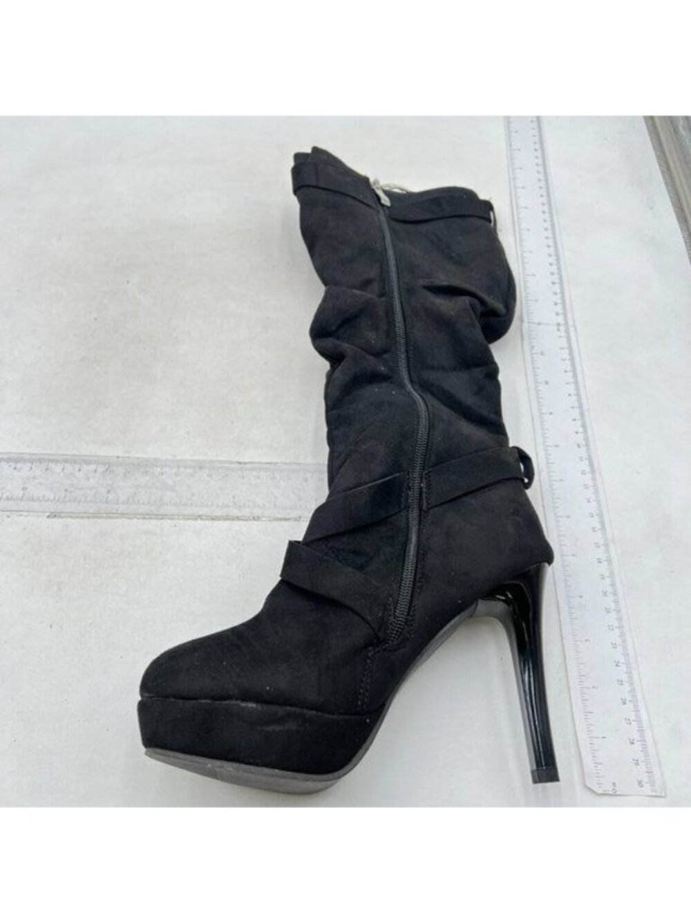 Wide Calf Knee High Boots for Women Pointed Toe Platform Stiletto High Heel Boot